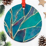 Aqua Batik, Abstract, Colorful Round Ornament (Two Sides)