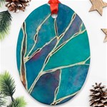 Aqua Batik, Abstract, Colorful Oval Ornament (Two Sides)