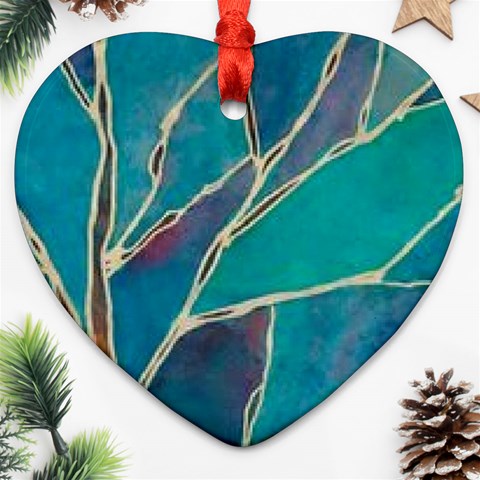 Aqua Batik, Abstract, Colorful Heart Ornament (Two Sides) from ArtsNow.com Front