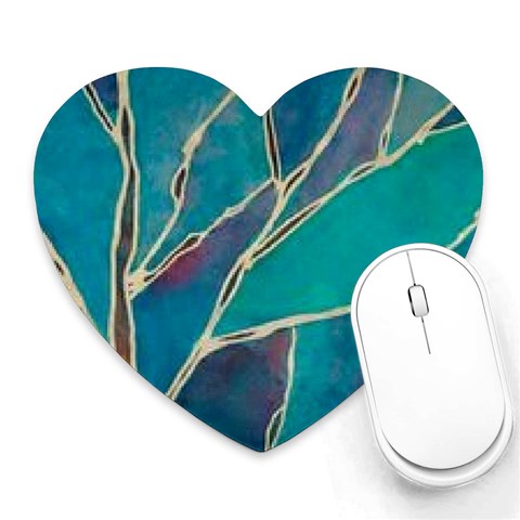 Aqua Batik, Abstract, Colorful Heart Mousepad from ArtsNow.com Front