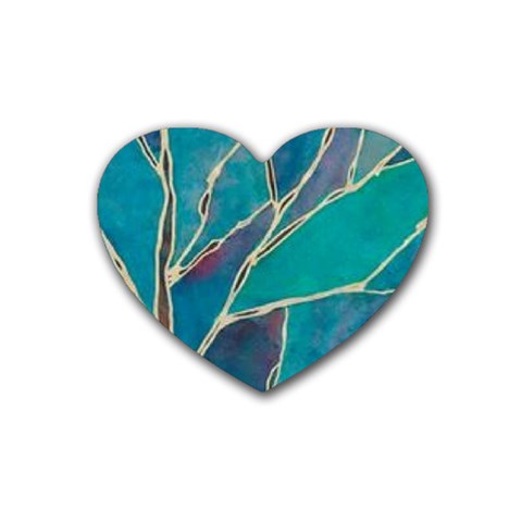 Aqua Batik, Abstract, Colorful Rubber Coaster (Heart) from ArtsNow.com Front