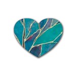 Aqua Batik, Abstract, Colorful Rubber Coaster (Heart)