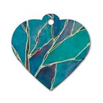 Aqua Batik, Abstract, Colorful Dog Tag Heart (One Side)