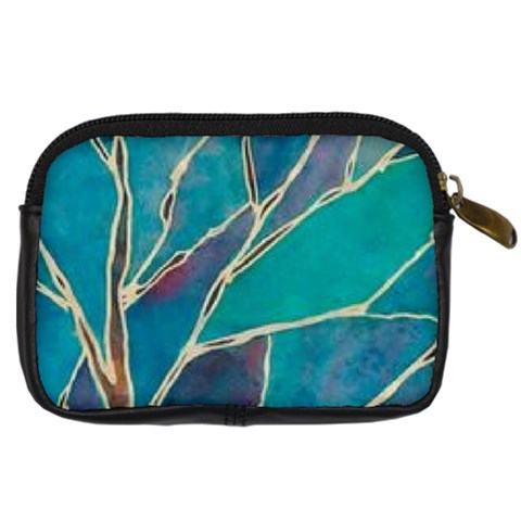 Aqua Batik, Abstract, Colorful Digital Camera Leather Case from ArtsNow.com Back