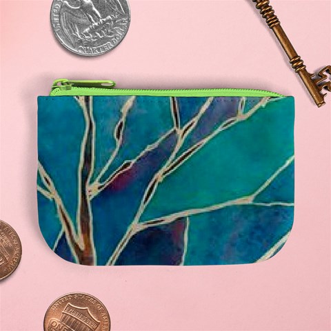 Aqua Batik, Abstract, Colorful Mini Coin Purse from ArtsNow.com Front