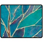 Aqua Batik, Abstract, Colorful Fleece Blanket (Medium)