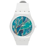 Aqua Batik, Abstract, Colorful Round Plastic Sport Watch (M)