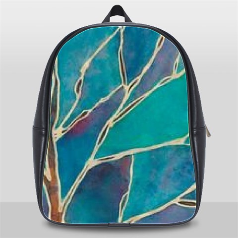 Aqua Batik, Abstract, Colorful School Bag (XL) from ArtsNow.com Front