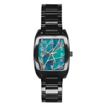 Aqua Batik, Abstract, Colorful Stainless Steel Barrel Watch