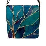 Aqua Batik, Abstract, Colorful Flap Closure Messenger Bag (L)