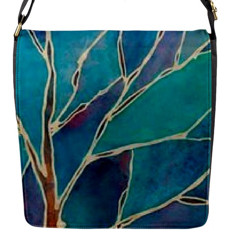 Aqua Batik, Abstract, Colorful Flap Closure Messenger Bag (S) from ArtsNow.com Front