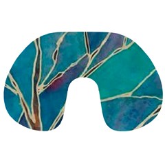 Aqua Batik, Abstract, Colorful Travel Neck Pillow from ArtsNow.com Front