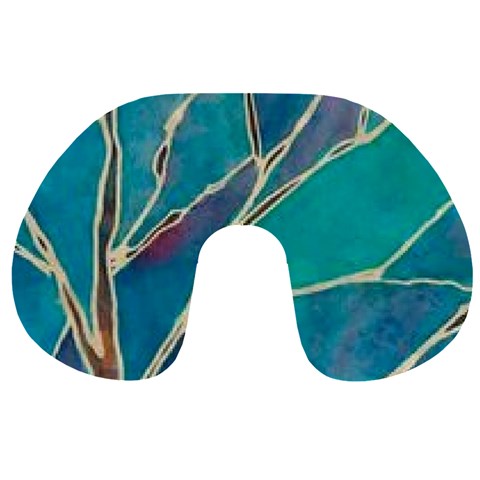 Aqua Batik, Abstract, Colorful Travel Neck Pillow from ArtsNow.com Back