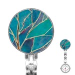 Aqua Batik, Abstract, Colorful Stainless Steel Nurses Watch