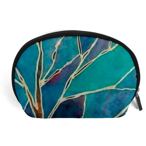 Aqua Batik, Abstract, Colorful Accessory Pouch (Large) from ArtsNow.com Front