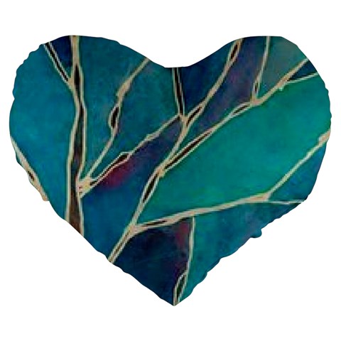 Aqua Batik, Abstract, Colorful Large 19  Premium Flano Heart Shape Cushions from ArtsNow.com Front