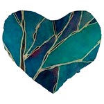 Aqua Batik, Abstract, Colorful Large 19  Premium Flano Heart Shape Cushions