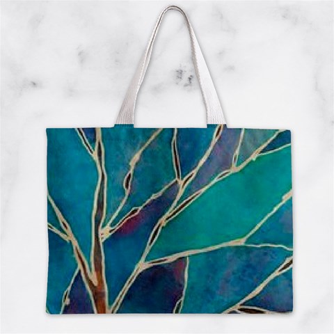 Aqua Batik, Abstract, Colorful Zipper Mini Tote Bag from ArtsNow.com Front