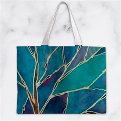 Aqua Batik, Abstract, Colorful Zipper Mini Tote Bag from ArtsNow.com Back