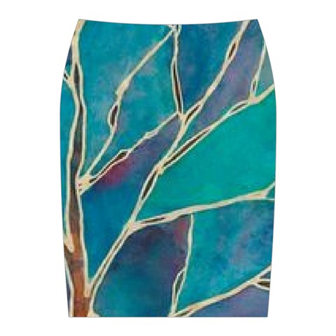 Aqua Batik, Abstract, Colorful Midi Wrap Pencil Skirt from ArtsNow.com Back