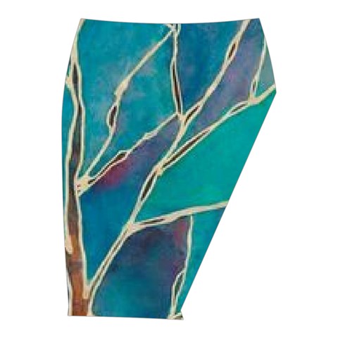 Aqua Batik, Abstract, Colorful Midi Wrap Pencil Skirt from ArtsNow.com  Front Right 