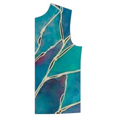 Aqua Batik, Abstract, Colorful Men s High Neck Button Up Puffer Vest from ArtsNow.com Front Left