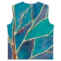 Aqua Batik, Abstract, Colorful Men s High Neck Button Up Puffer Vest from ArtsNow.com Back