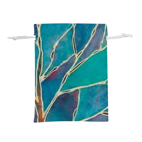 Aqua Batik, Abstract, Colorful Lightweight Drawstring Pouch (L) from ArtsNow.com Back