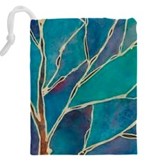 Aqua Batik, Abstract, Colorful Drawstring Pouch (4XL) from ArtsNow.com Back