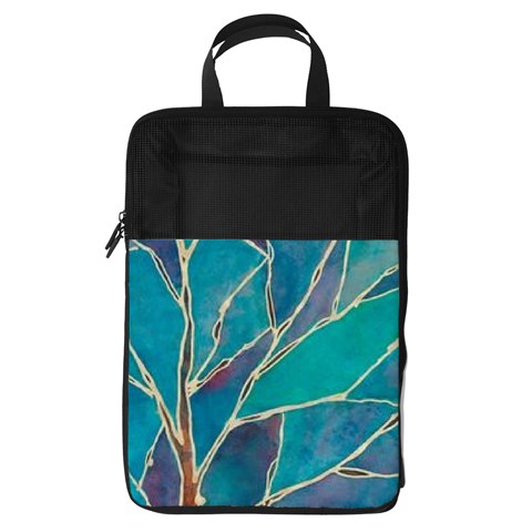 Aqua Batik, Abstract, Colorful Foldable Shoe Storage Bag from ArtsNow.com Front