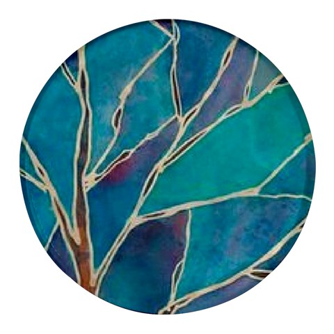 Aqua Batik, Abstract, Colorful Round Glass Fridge Magnet (4 pack) from ArtsNow.com Front