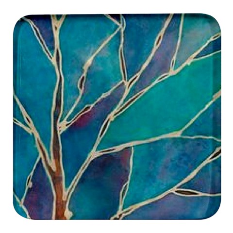 Aqua Batik, Abstract, Colorful Square Glass Fridge Magnet (4 pack) from ArtsNow.com Front