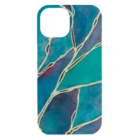 Aqua Batik, Abstract, Colorful iPhone 15 Black UV Print PC Hardshell Case from ArtsNow.com Front