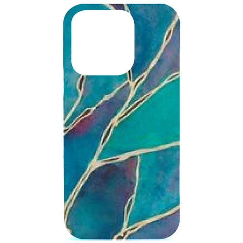 Aqua Batik, Abstract, Colorful iPhone 15 Pro Black UV Print PC Hardshell Case from ArtsNow.com Front