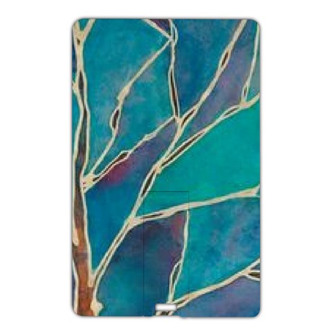 Aqua Batik, Abstract, Colorful Name Card Style USB Flash Drive from ArtsNow.com Front