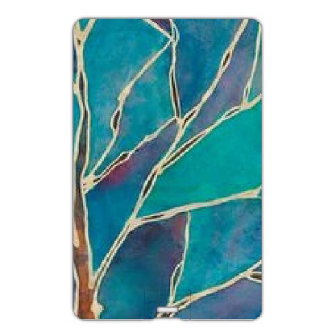 Aqua Batik, Abstract, Colorful Name Card Style USB Flash Drive from ArtsNow.com Back