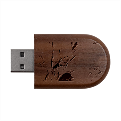 Aqua Batik, Abstract, Colorful Wood Oval USB Flash Drive from ArtsNow.com USB