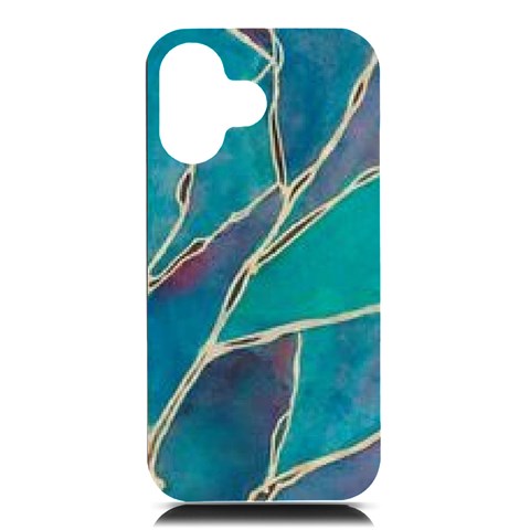 Aqua Batik, Abstract, Colorful iPhone 16 Black UV Print PC Hardshell Case from ArtsNow.com Front