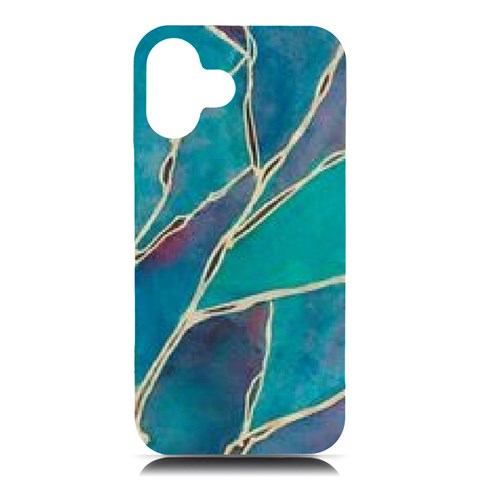 Aqua Batik, Abstract, Colorful iPhone 16 Plus Black UV Print PC Hardshell Case from ArtsNow.com Front