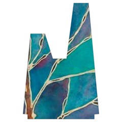 Aqua Batik, Abstract, Colorful Japanese Wrist Knot Bag from ArtsNow.com Back