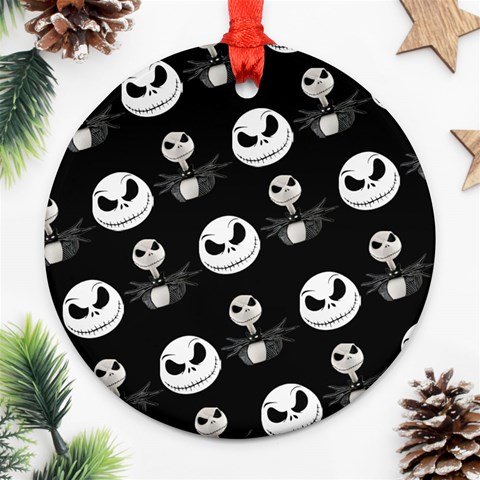 Jack Print, White, Before, Plain, Black, Simple, Christmas Ornament (Round) from ArtsNow.com Front