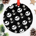 Jack Print, White, Before, Plain, Black, Simple, Christmas Ornament (Round)