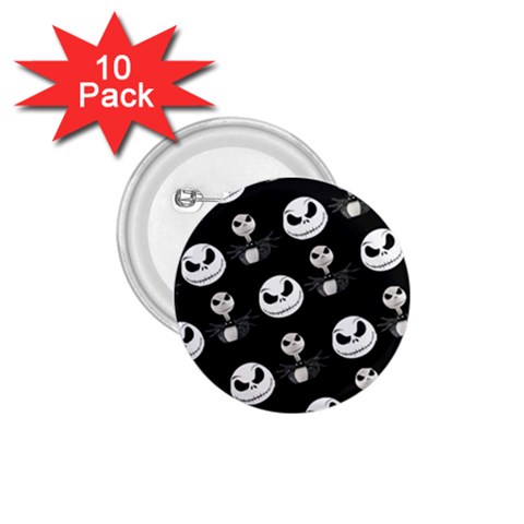 Jack Print, White, Before, Plain, Black, Simple, Christmas 1.75  Buttons (10 pack) from ArtsNow.com Front