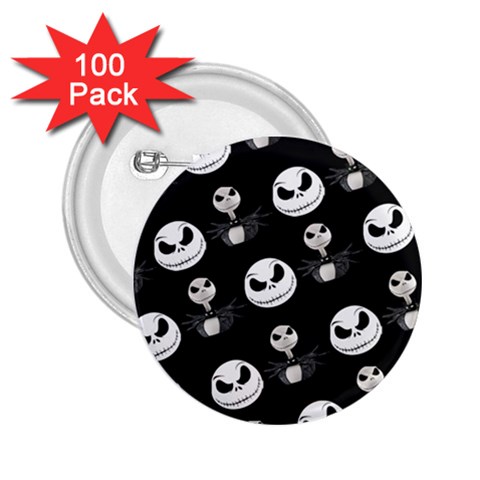 Jack Print, White, Before, Plain, Black, Simple, Christmas 2.25  Buttons (100 pack)  from ArtsNow.com Front