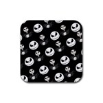 Jack Print, White, Before, Plain, Black, Simple, Christmas Rubber Coaster (Square)