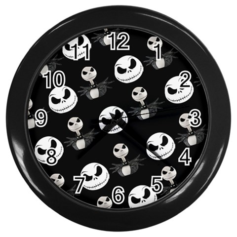 Jack Print, White, Before, Plain, Black, Simple, Christmas Wall Clock (Black) from ArtsNow.com Front