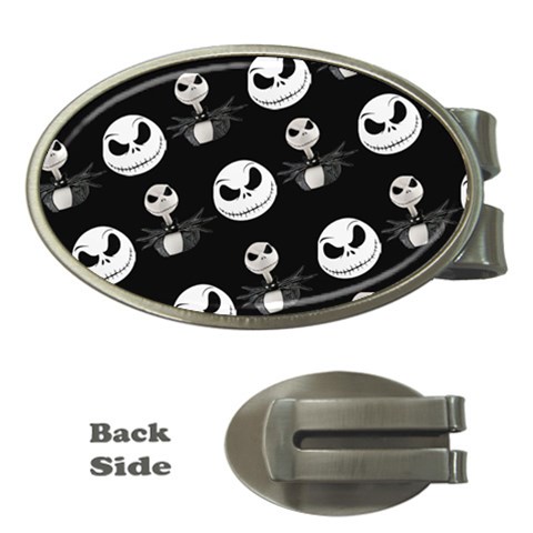 Jack Print, White, Before, Plain, Black, Simple, Christmas Money Clips (Oval)  from ArtsNow.com Front