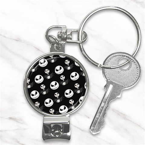 Jack Print, White, Before, Plain, Black, Simple, Christmas Nail Clippers Key Chain from ArtsNow.com Front