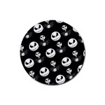 Jack Print, White, Before, Plain, Black, Simple, Christmas Rubber Coaster (Round)