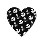 Jack Print, White, Before, Plain, Black, Simple, Christmas Heart Magnet